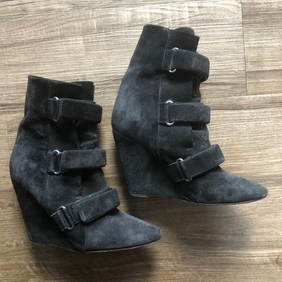 Isabel Marant Scarlet Suede Leather Wedge Boots - Picture 1 of 4
